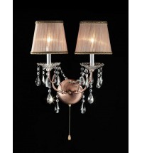 Silver and Pink Faux Crystal Dual Light Hanging Wall Sconce