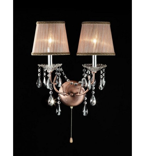 Silver and Pink Faux Crystal Dual Light Hanging Wall Sconce