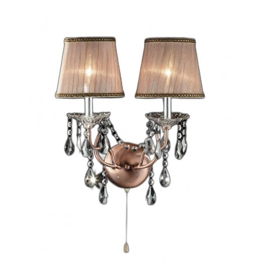 Silver and Pink Faux Crystal Dual Light Hanging Wall Sconce