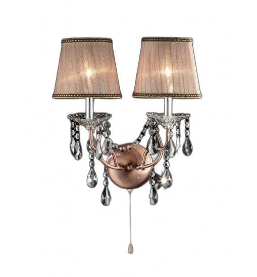 Silver and Pink Faux Crystal Dual Light Hanging Wall Sconce