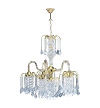 Two Tier Crystal and Gold Hanging Chandelier Light