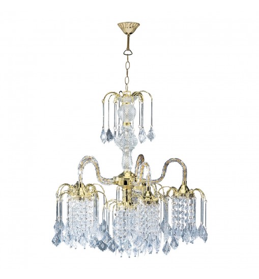 Two Tier Crystal and Gold Hanging Chandelier Light