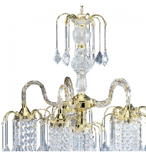 Two Tier Crystal and Gold Hanging Chandelier Light