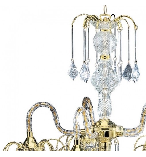 Two Tier Crystal and Gold Hanging Chandelier Light