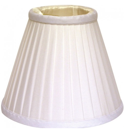 5" White Set of 6 Slanted Pleat Chandelier Silk Lampshades