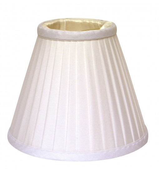 5" White Set of 6 Slanted Pleat Chandelier Silk Lampshades