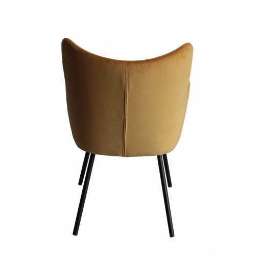 Yellow Curvy Velvet and Black Modern Dining Chair