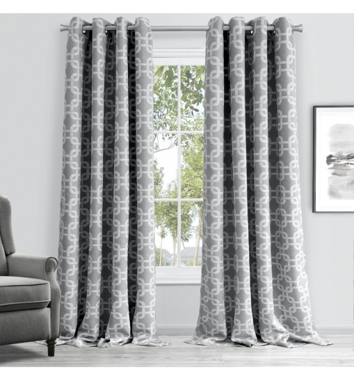 84" Silver Interlock Pattern Window Curtain Panel