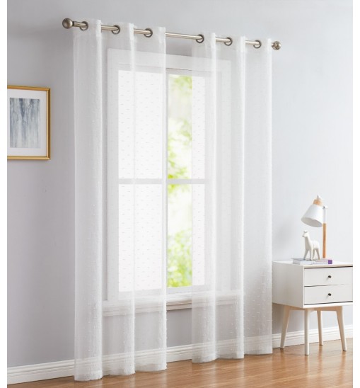 84" White Sprinkled Embellishment Window Curtain Panel