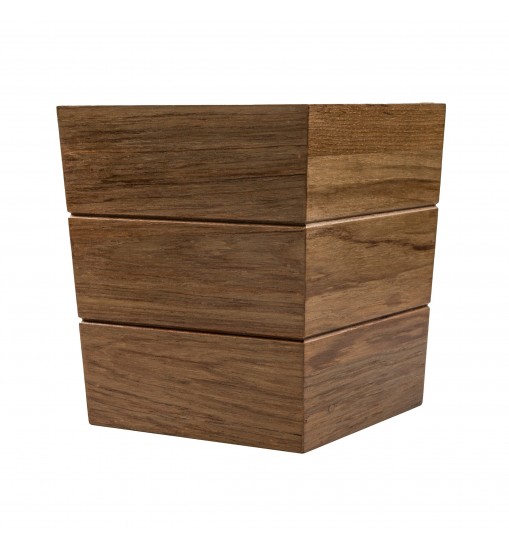 12" Traditional Solid Teak Large Waste Basket