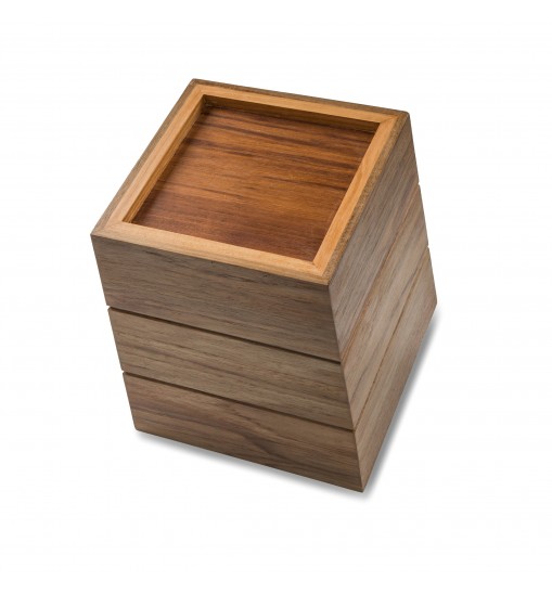 12" Traditional Solid Teak Large Waste Basket