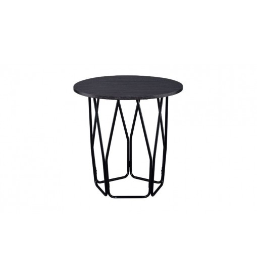 22" Black And Espresso Manufactured Wood And Metal Round End Table