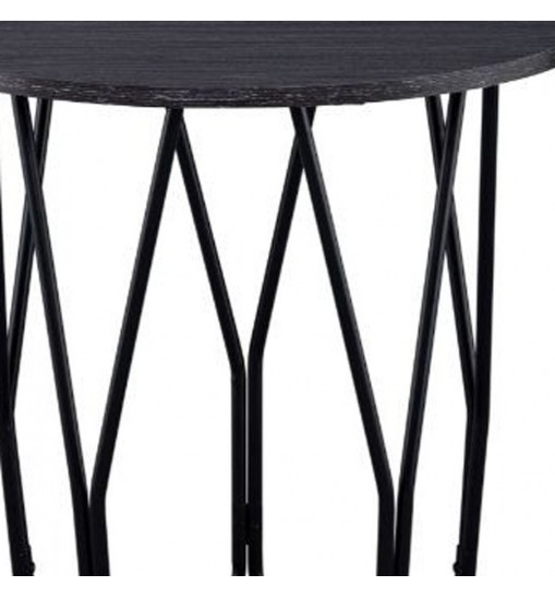 22" Black And Espresso Manufactured Wood And Metal Round End Table