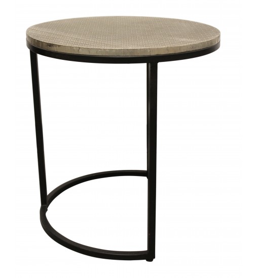 Set Of Three 19" Black And Silver Round Nested Tables