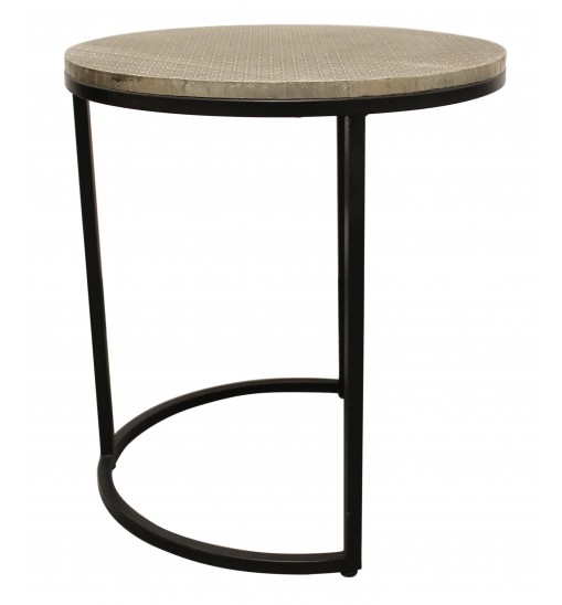 Set Of Three 19" Black And Silver Round Nested Tables