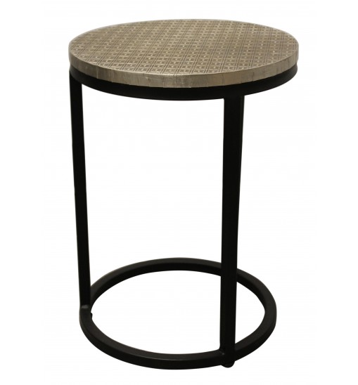 Set Of Three 19" Black And Silver Round Nested Tables