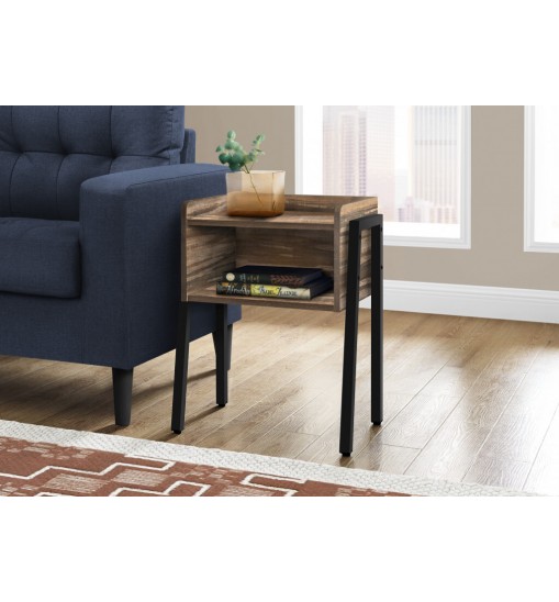 23" Black And Brown End Table With Shelf