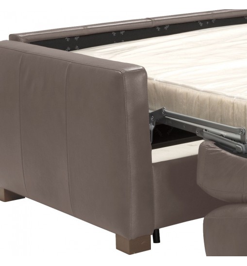 81" Taupe Leather And Black Sleeper Sofa