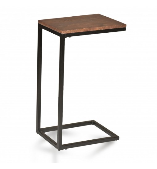 25" Black And Chestnut Solid Wood Rectangular End Table