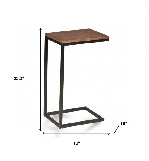 25" Black And Chestnut Solid Wood Rectangular End Table