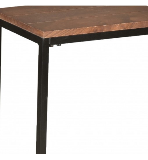 25" Black And Chestnut Solid Wood Rectangular End Table