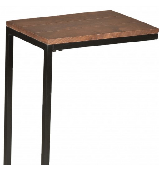 25" Black And Chestnut Solid Wood Rectangular End Table