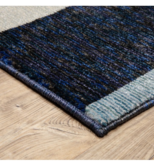 6' X 9' Blue And Gray Geometric Power Loom Area Rug