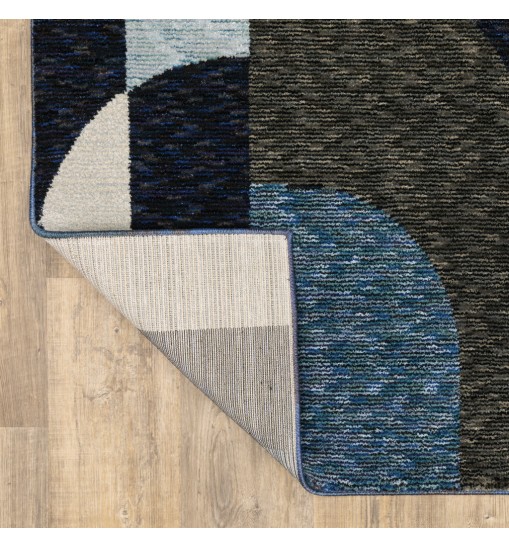 6' X 9' Blue And Gray Geometric Power Loom Area Rug