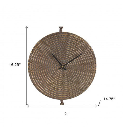 2" Circle Bronzemetal Analog Wall Clock