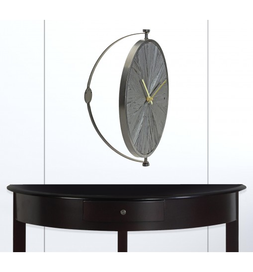 2" Circle Black Wood And Solid Wood Analog Wall Clock