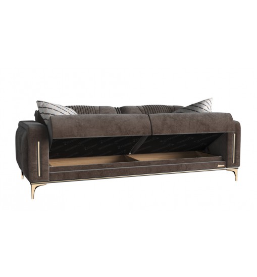 85" Brown Microfiber Sleeper Sofa With Two Toss Pillows