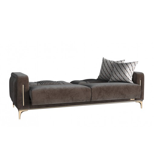 85" Brown Microfiber Sleeper Sofa With Two Toss Pillows