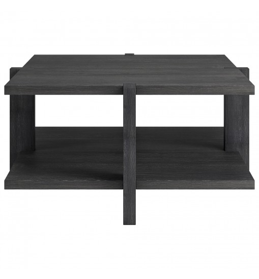 35" Gray Manufactured Wood Square Coffee Table With Shelf