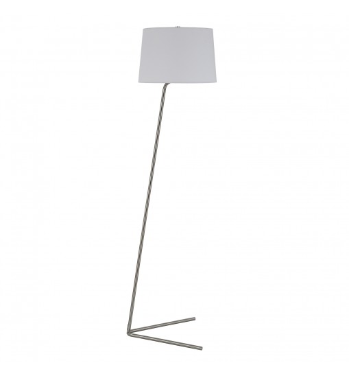 60" Nickel Novelty Floor Lamp With White Frosted Glass Drum Shade