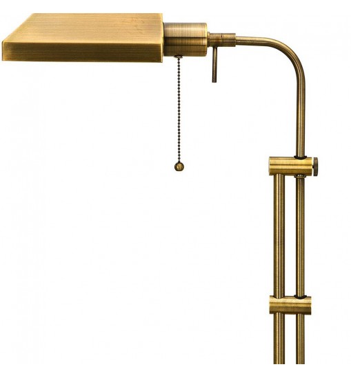 26" Bronze Metal Adjustable Table Lamp With Antiqued Brass Rectangular Shade