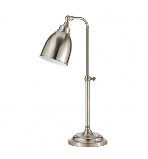 26" Nickel Metal Adjustable Table Lamp With Nickel Dome Shade