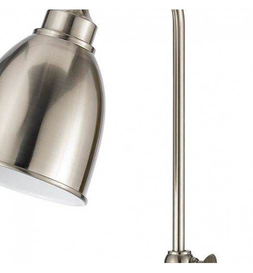 26" Nickel Metal Adjustable Table Lamp With Nickel Dome Shade