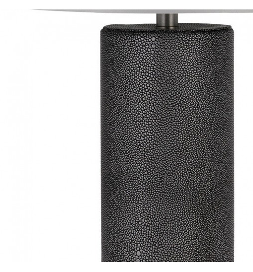 27" Black Metal Table Lamp With Gray Drum Shade