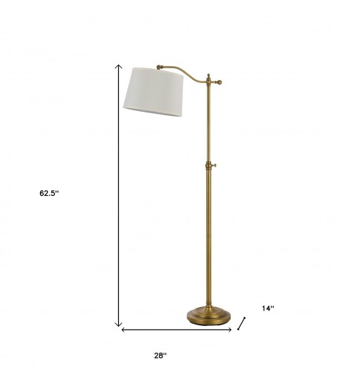 63" Bronze Adjustable Traditional Shaped Floor Lamp With White Square Shade