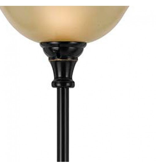 71" Bronze Two Light Torchiere Floor Lamp With Brown Frosted Glass Dome Shade