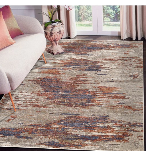 8' x 10' Beige Abstract Power Loom Area Rug