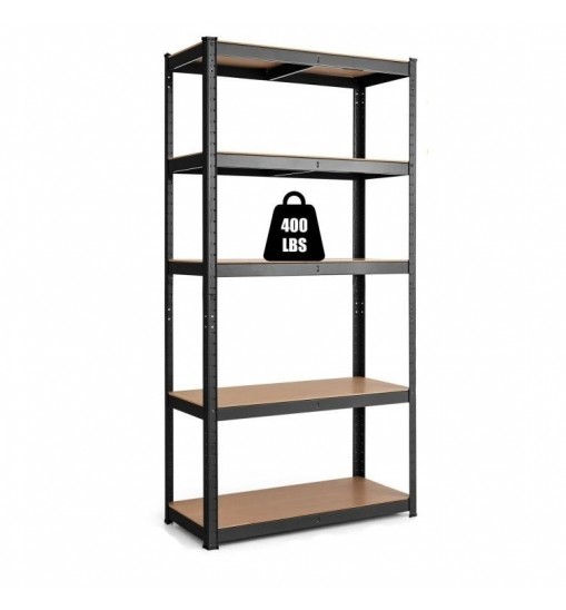 Black Heavy Duty 60-inch 5 Tier Adjustable Shelving Unit Garage Storage Rack