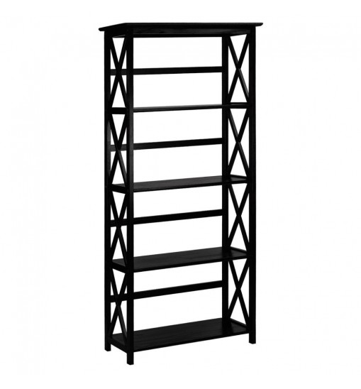 Tall 5-Tier Bookcase in Black Wood Finish