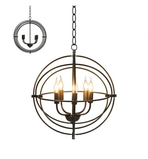 5 Light Brass Rustic Industrial Rotating Metal Chandelier