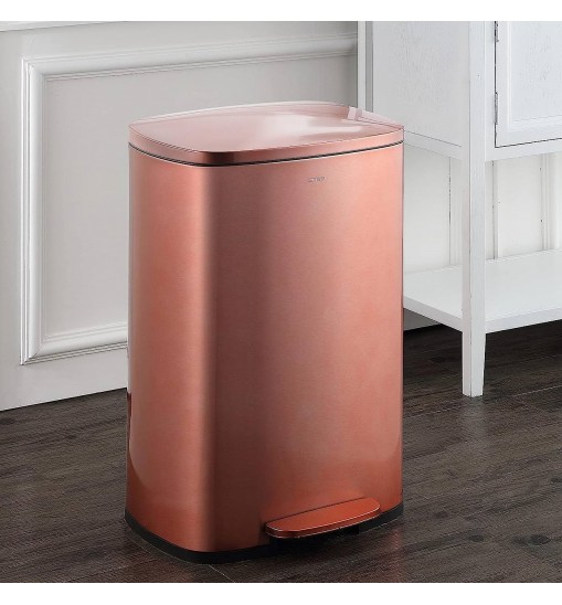 Set of 2 - Copper Gold Step-on Trash Can - 13-Gallon and 1.3-Gallon