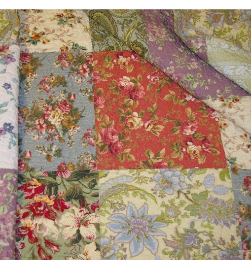 King size 100% Cotton Floral Quilt Set with 2 Shams and 2 Pillows