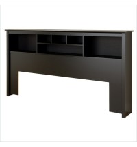 King size Bookcase Headboard in Black Wood Finish