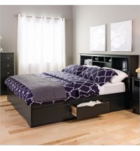 King size Bookcase Headboard in Black Wood Finish