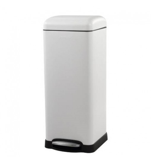 8-Gallon Retro Stainless Steel Step-On Trash Can in White Finish