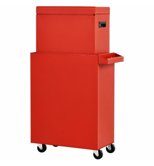 Red Heavy Duty Steel Lockable Rolling Tool Chest Mobile Garage Storage Cart